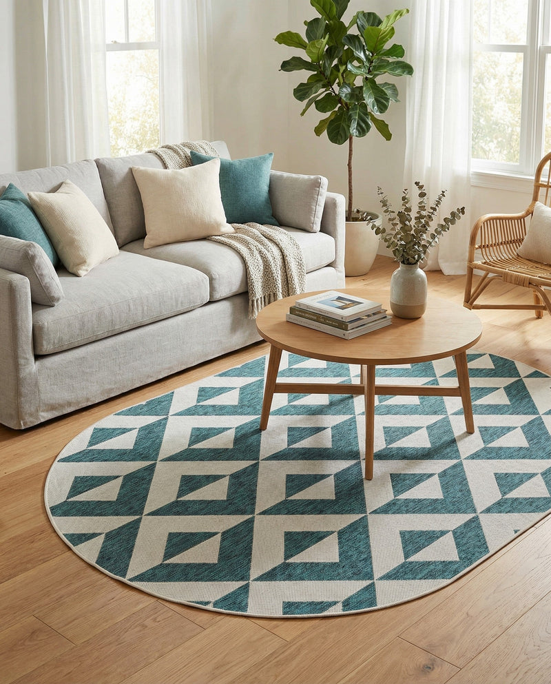 Urban Oasis Rugs Collection Area Rug -  Highrise (Teal) Oval Teal  lifestyle 22
