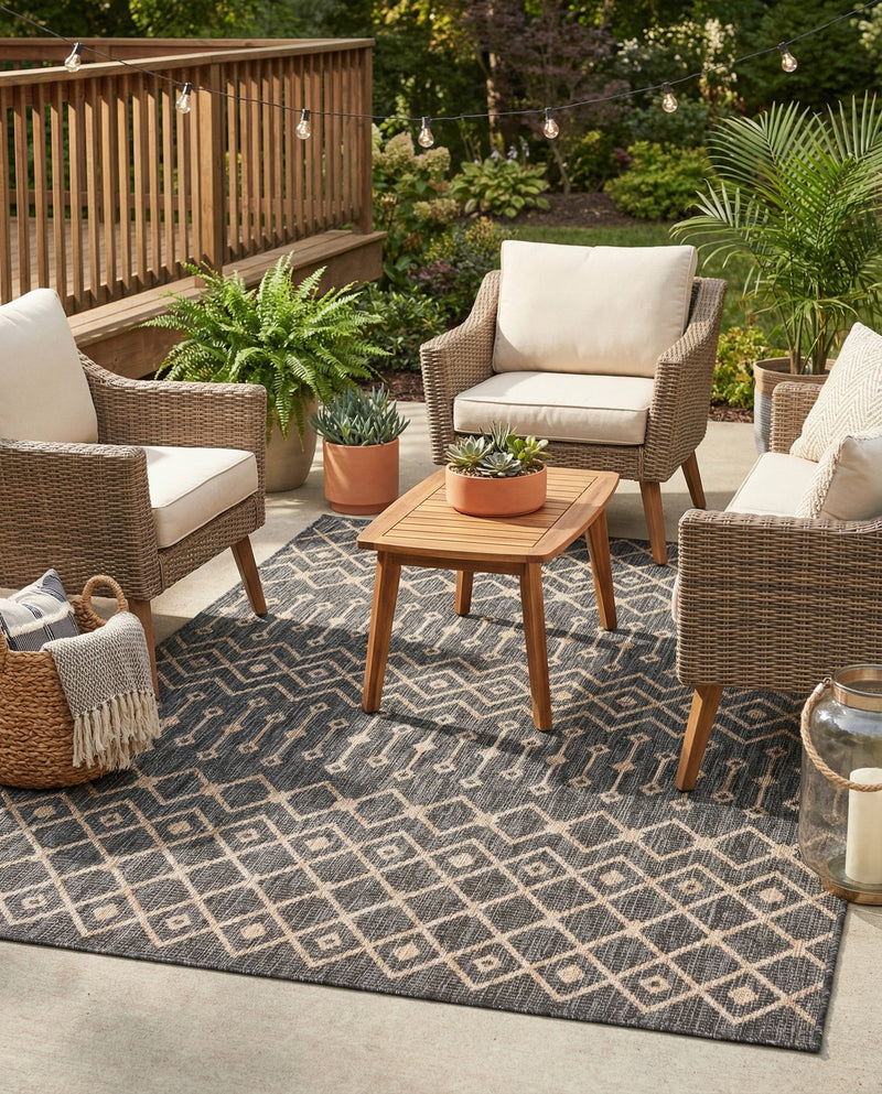 Savannah Pergola Collection Area Rug -  Pergola (Charcoal Gray) Rectangle Charcoal Gray  lifestyle 4