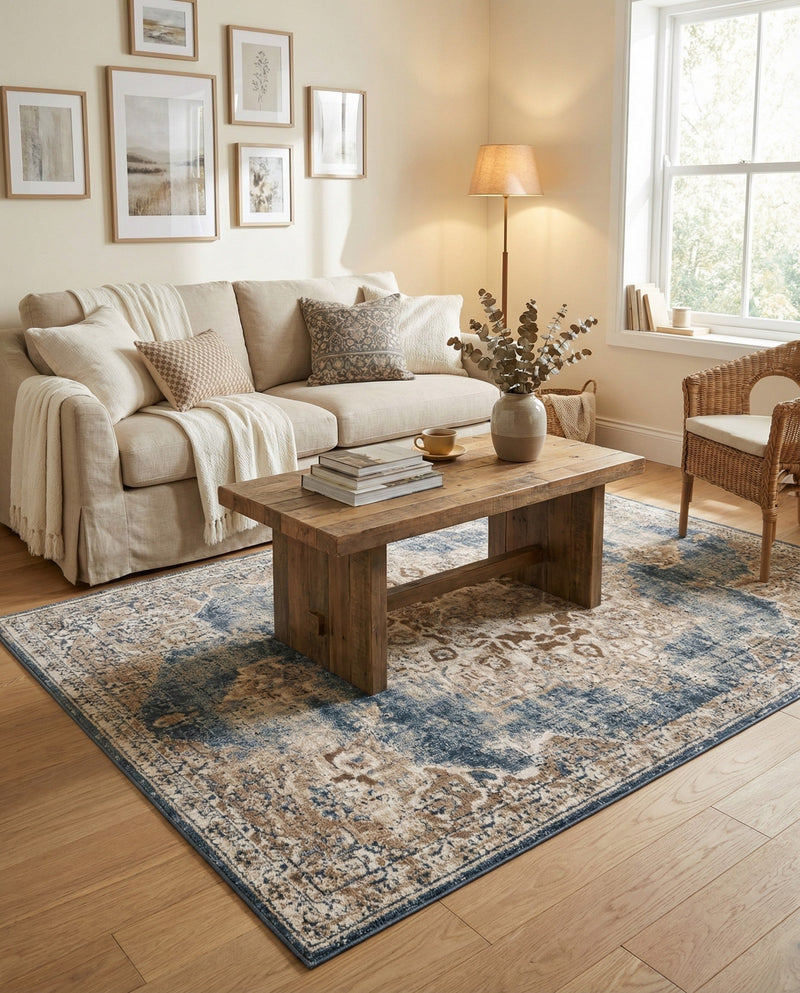 Coastal Manor Collection Area Rug -  Pelican Rectangle Slate Blue  lifestyle 11