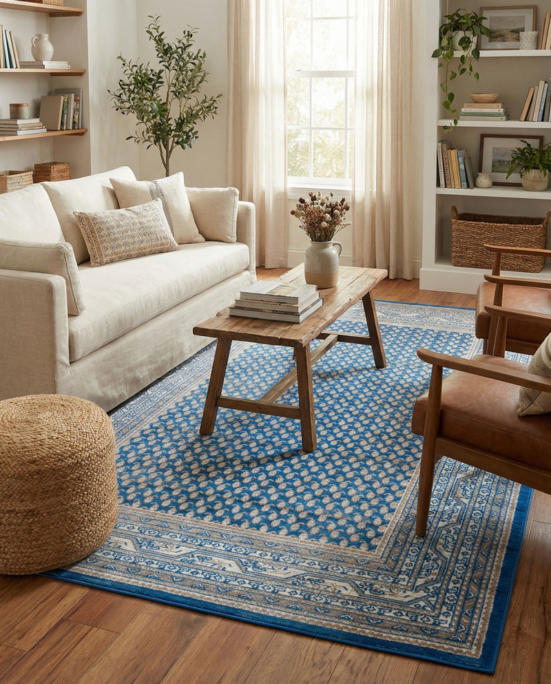 Soho Elegance Collection Area Rug -  Mercer (Blue) Rectangle Blue  lifestyle 19