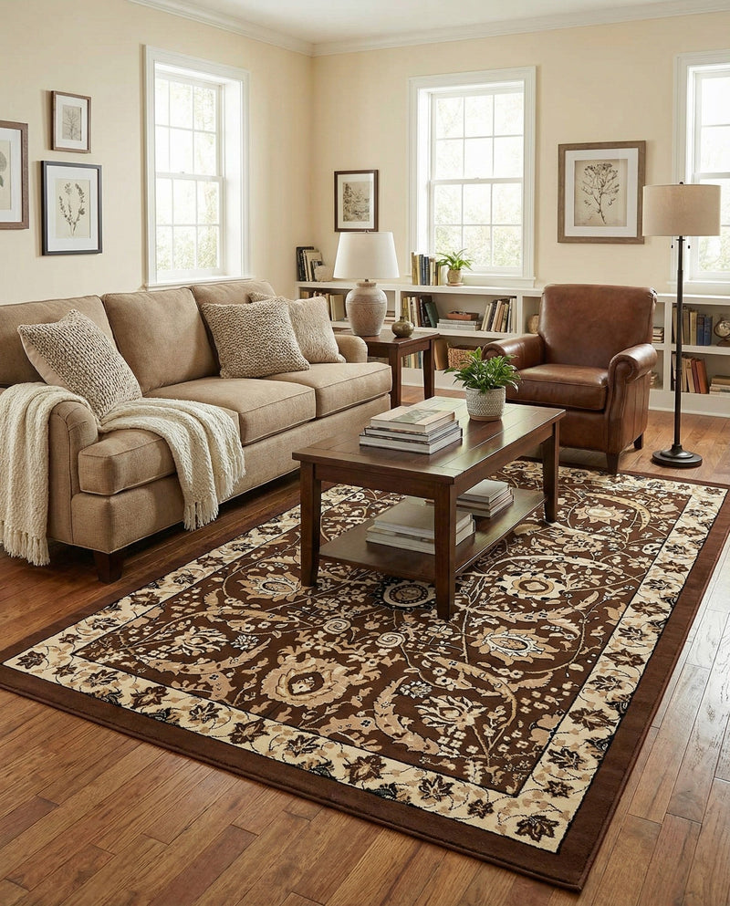 Tabriz Tapestry Collection Area Rug - Sahand (Brown) Rectangle Brown  lifestyle 18