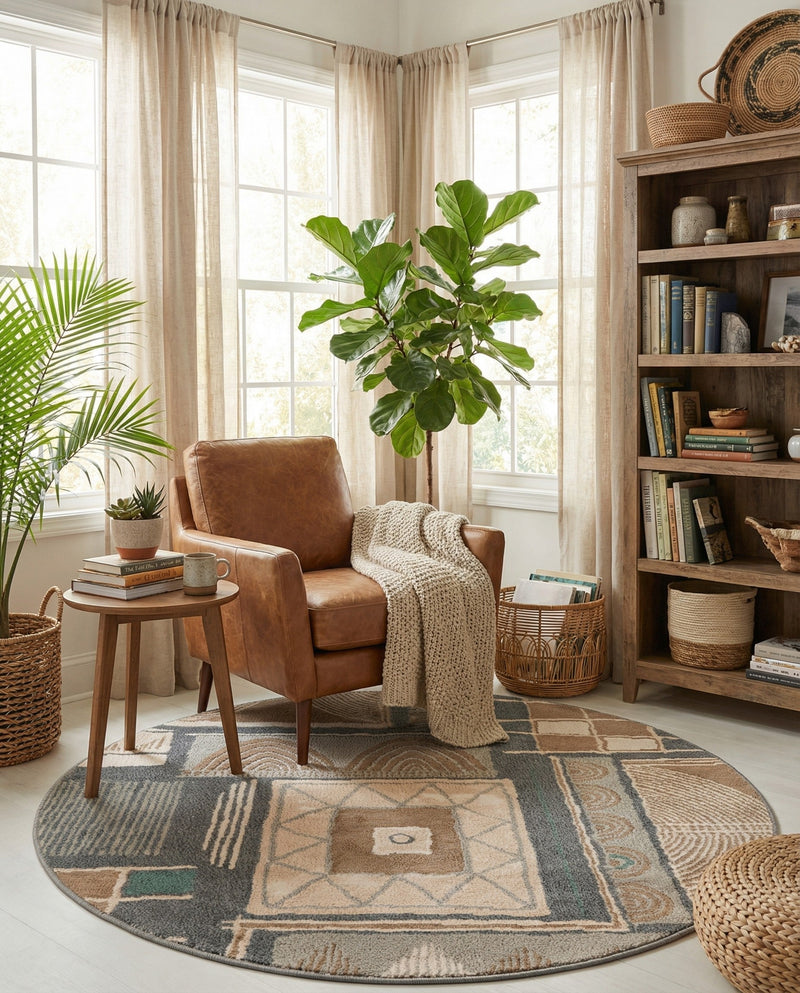 Savannah Sojourn Collection Area Rug -  Tsavo Round Multi  lifestyle 72