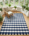 Sustainable Grid Indoor-Outdoor Oasis Collection Area Rug - Savannah Rectangle Navy Blue  lifestyle 45