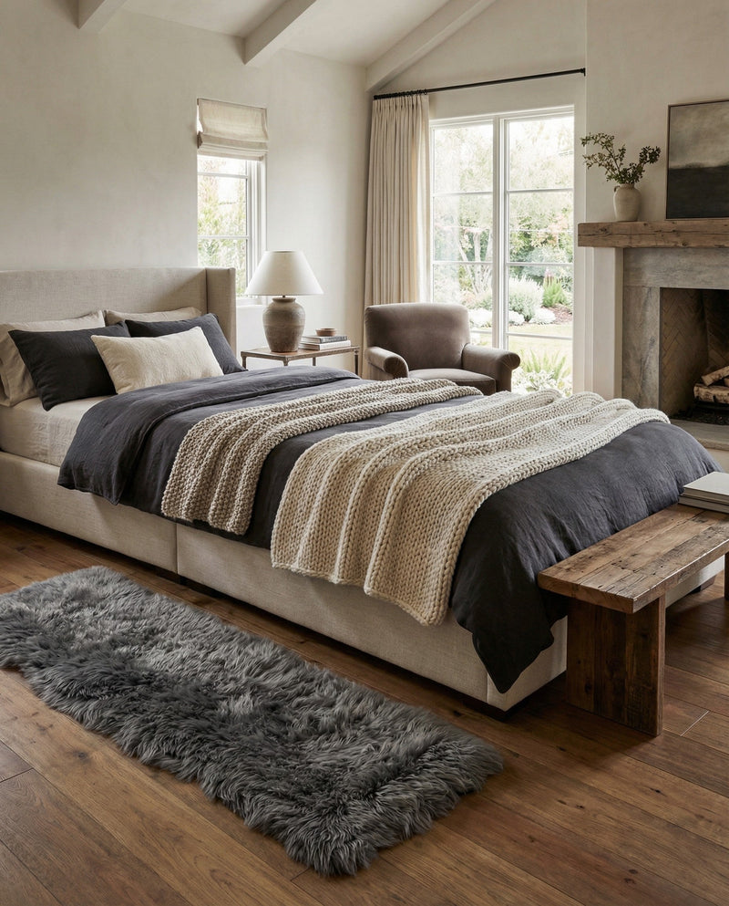 Lambskin Haven Collection Area Rug - Fleeceville Runner Gray  lifestyle 44