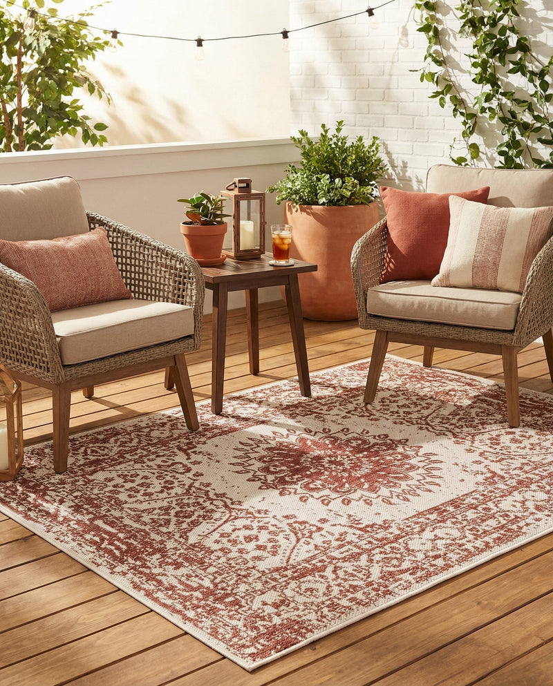 Patio Heritage Collection Area Rug -  Lafayette (Rust Red) Rectangle Rust Red  lifestyle 35