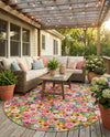 Seaside Blooms Collection Area Rug -  Marseilles Round Multi  lifestyle 40