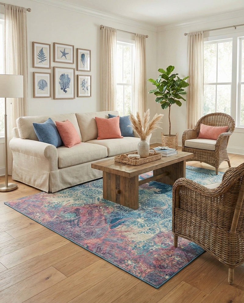 Seaside Haven Rugs Collection Area Rug - Marina Rectangle Multi  lifestyle 42