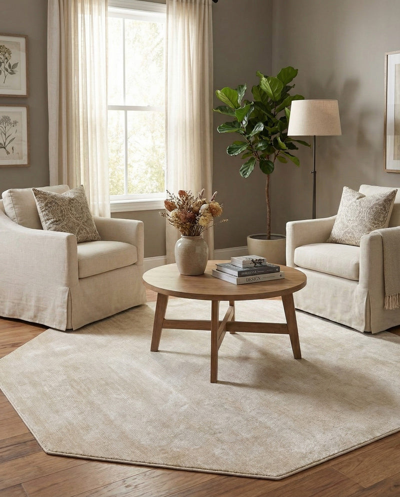 Bloomsbury Elegance Collection Area Rug -  Kensington (Ivory) Octagon Ivory  lifestyle 36