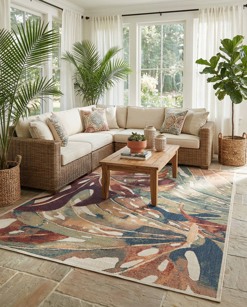 Coastal Terrace Collection Area Rug -  Wavecrest Rectangle Multi  lifestyle 16