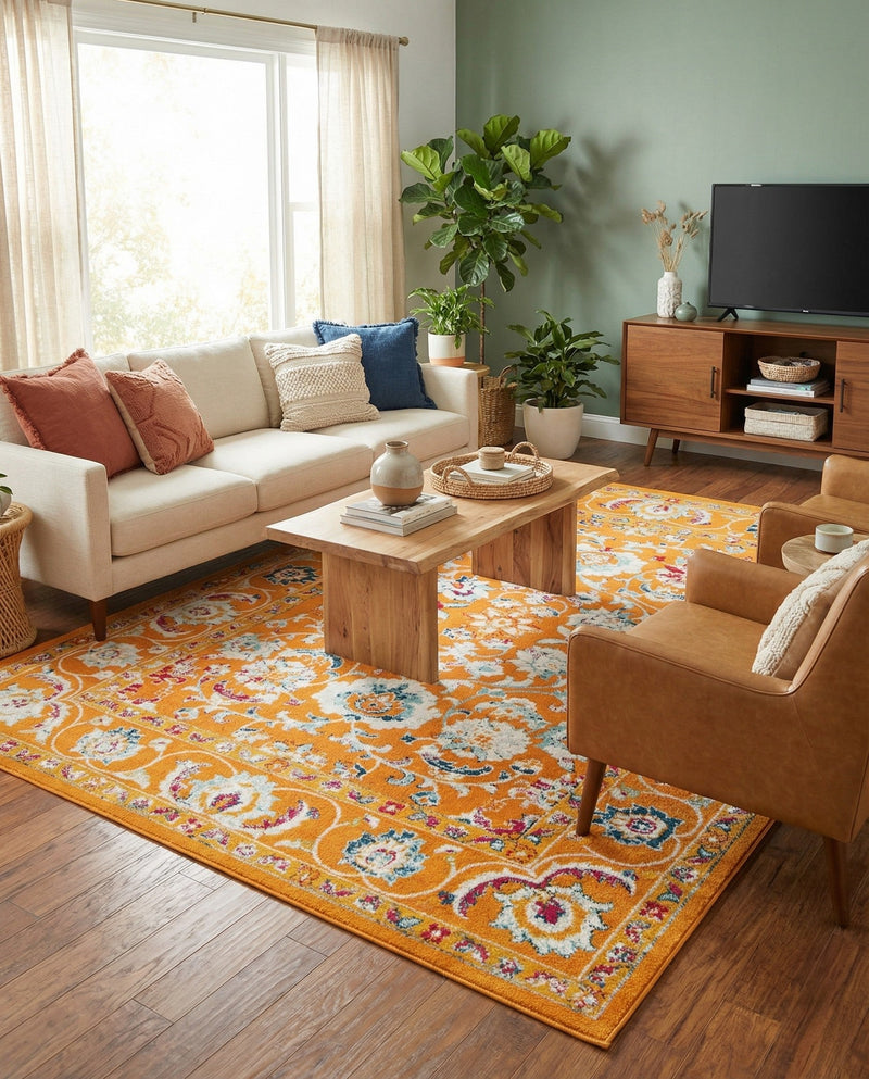 Adriana Terrace Collection Area Rug -  Positano (Orange) Rectangle Orange  lifestyle 8