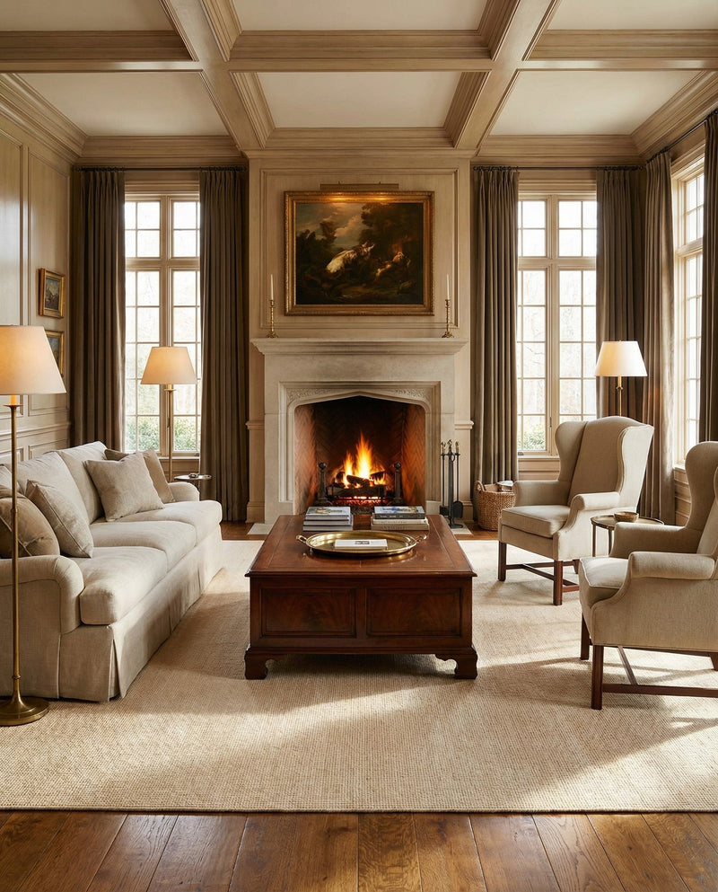 Berkshire Estate Collection Area Rug - Windsor (Oat Beige) Rectangle Oat Beige  lifestyle 14