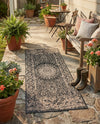 Patio Heritage Collection Area Rug -  Lafayette (Black) Runner Black  lifestyle 74