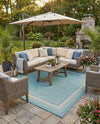 Terrace Fringe Collection Area Rug - Veranda (Aquamarine) Square Aquamarine  lifestyle 60