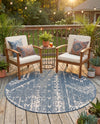 Desert Nomad Terrace Collection Area Rug - Sahara (Blue) Round Blue  lifestyle 24