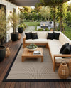 Terrace Fringe Collection Area Rug - Oceanside Rectangle Black  lifestyle 70