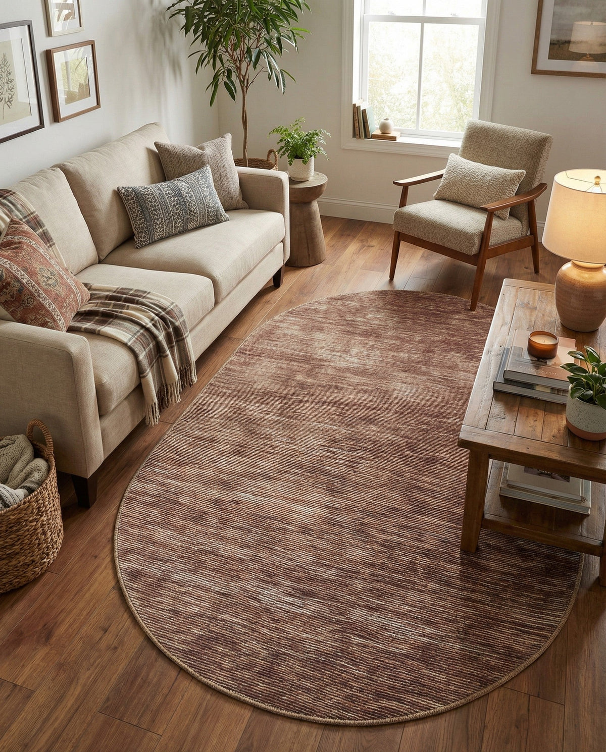 Sahara Essence Collection Area Rug - Oasis (Brown) Oval Brown  lifestyle 84