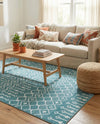 Marrakech Lattice Collection Area Rug - Medina (Turquoise) Rectangle Turquoise  lifestyle 19