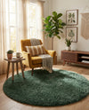 Eternal Plush Oasis Collection Area Rug -  Tranquility (Forest Green) Round Forest Green  lifestyle 37