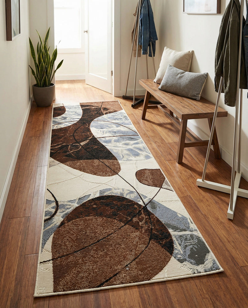 Urban Terrace Collection Area Rug -  Garden Runner Brown and White  lifestyle 68