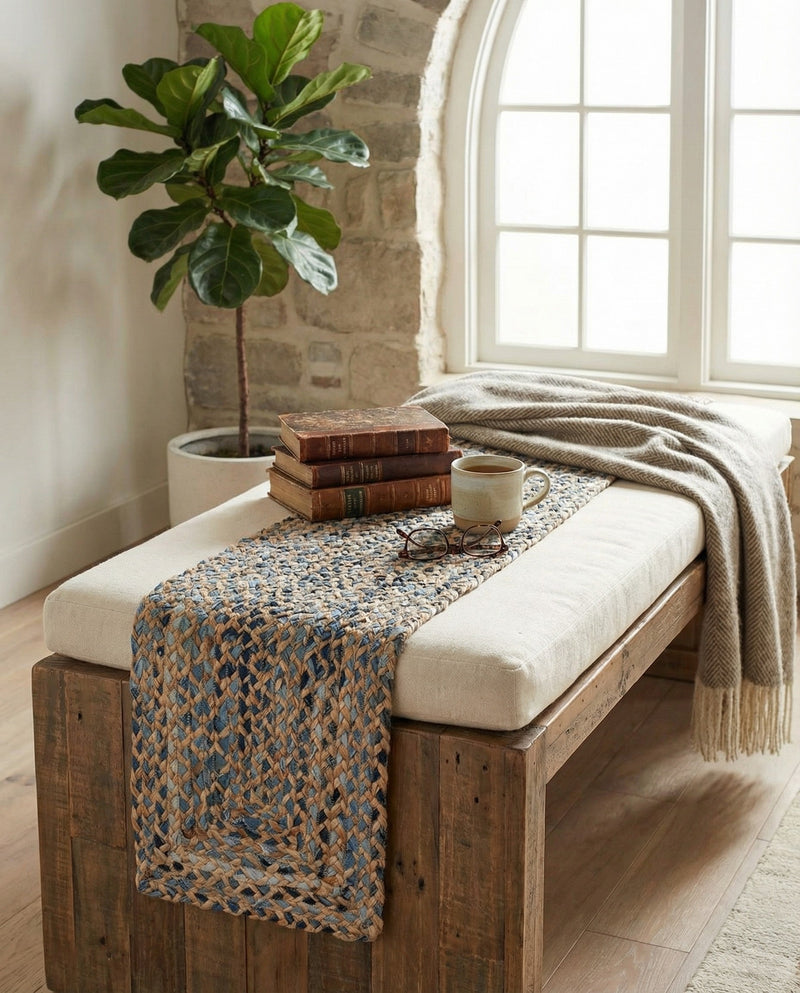 Woven Udaipur Collection Area Rug - Sahara Table Runner Natural  lifestyle 46