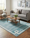 Metro Heights Collection Area Rug -  Bronx Rectangle Turquoise  lifestyle 20