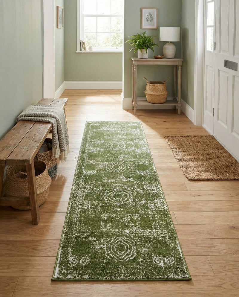 Dover Terrace Collection Area Rug -  Lagoon (Green) Runner Green  lifestyle 51