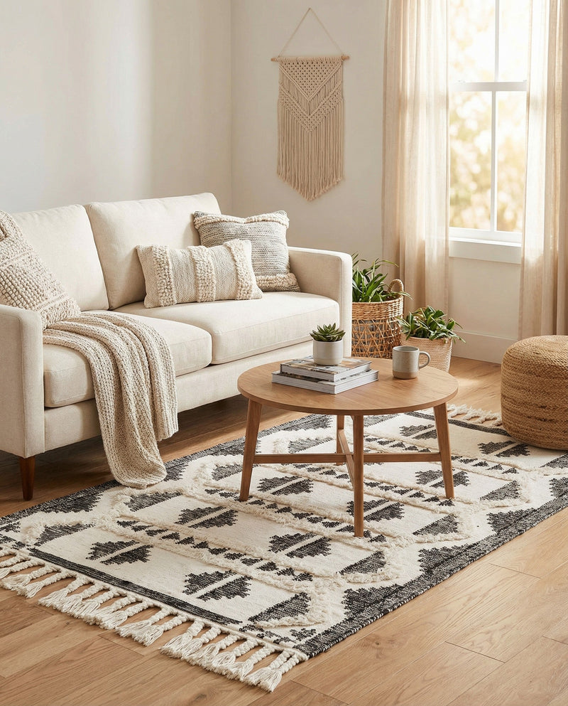 Sonoran Collection Area Rug - BellRock Rectangle Black and White  lifestyle 49