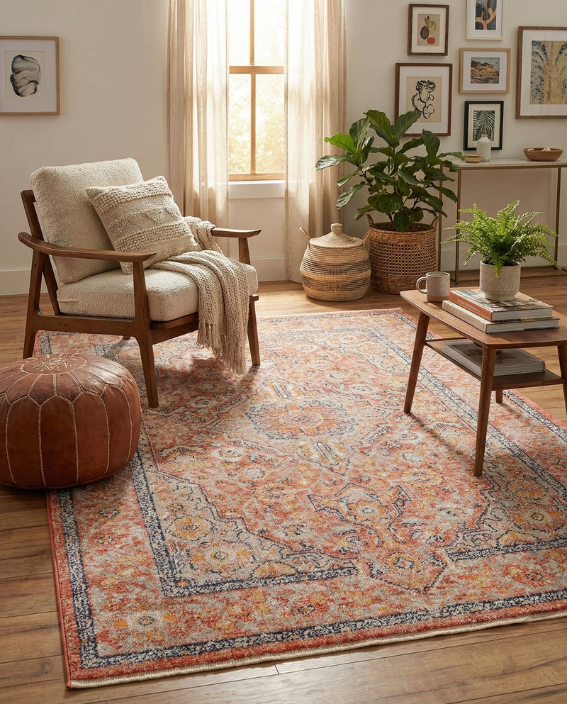 Seville Stripes Collection Area Rug - Cadiz (Brick Red) Rectangle Brick Red  lifestyle 35