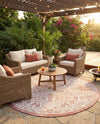Tribal Terrace Treasures Collection Area Rug - Mayan Marina (Rust Red) Round Rust Red  lifestyle 25