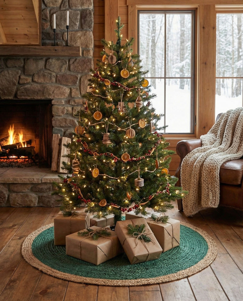 Holiday Hearth Rugs Collection Area Rug - Yuletide Round Green  lifestyle 14
