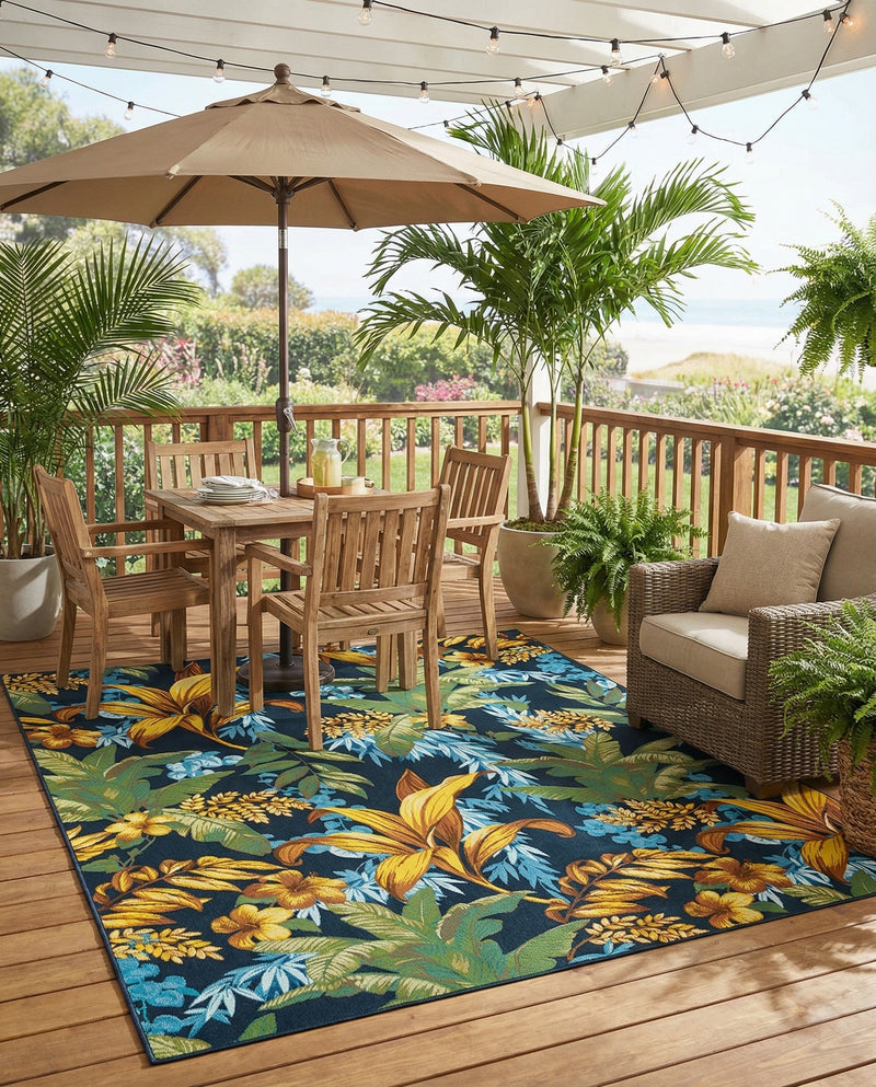 Seaside Blooms Collection Area Rug -  Grove Rectangle Multi  lifestyle 33