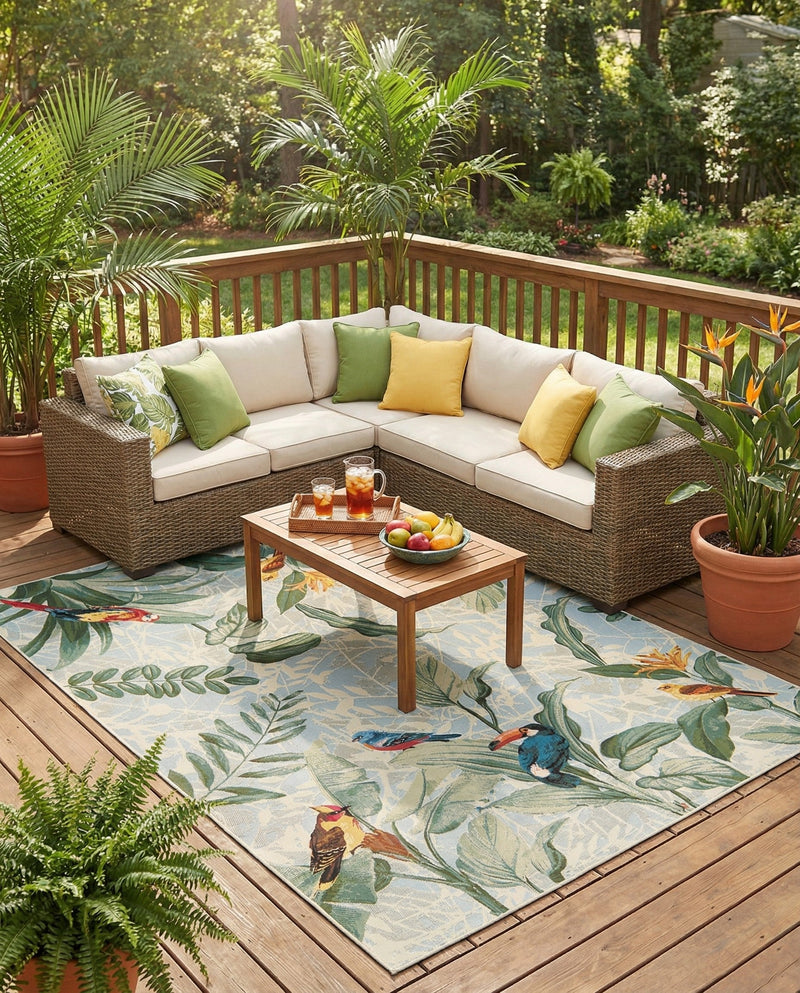 Seaside Blooms Collection Area Rug -  Tropic Rectangle Multi  lifestyle 40