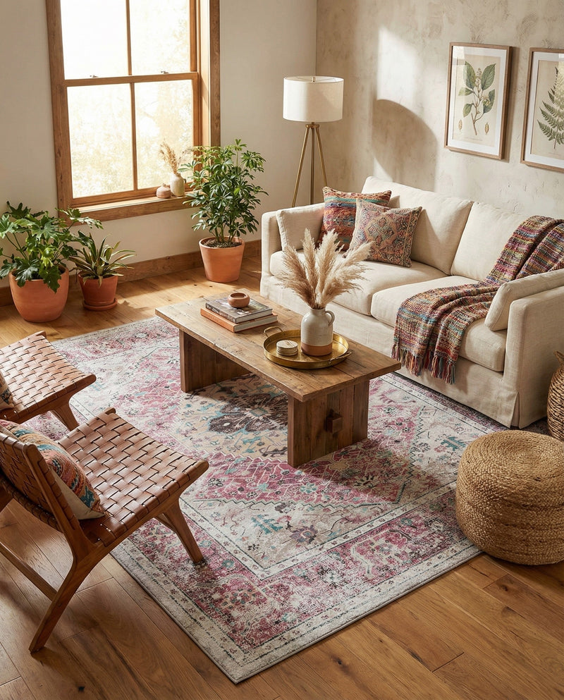Laguna Sands Collection Area Rug -  Newport Rectangle Light Coral Pink  lifestyle 29