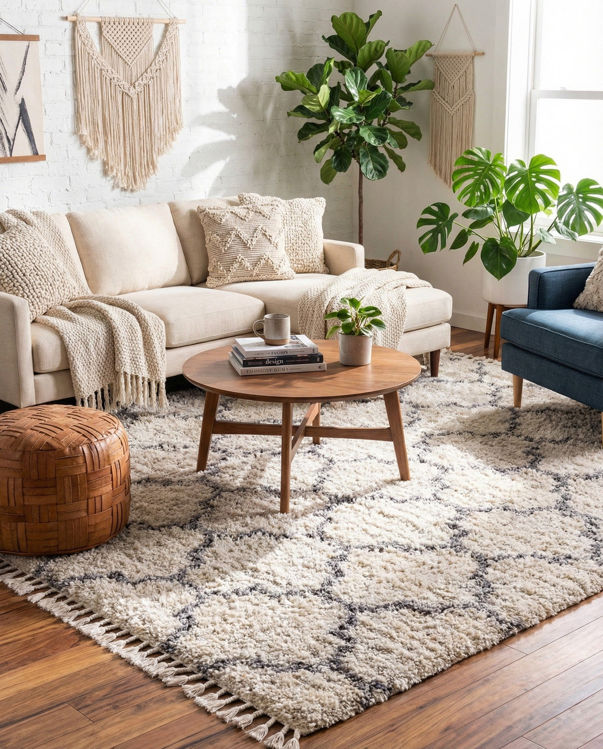Cozy Cove Shag Collection Area Rug - Marina Square Beige  lifestyle 141