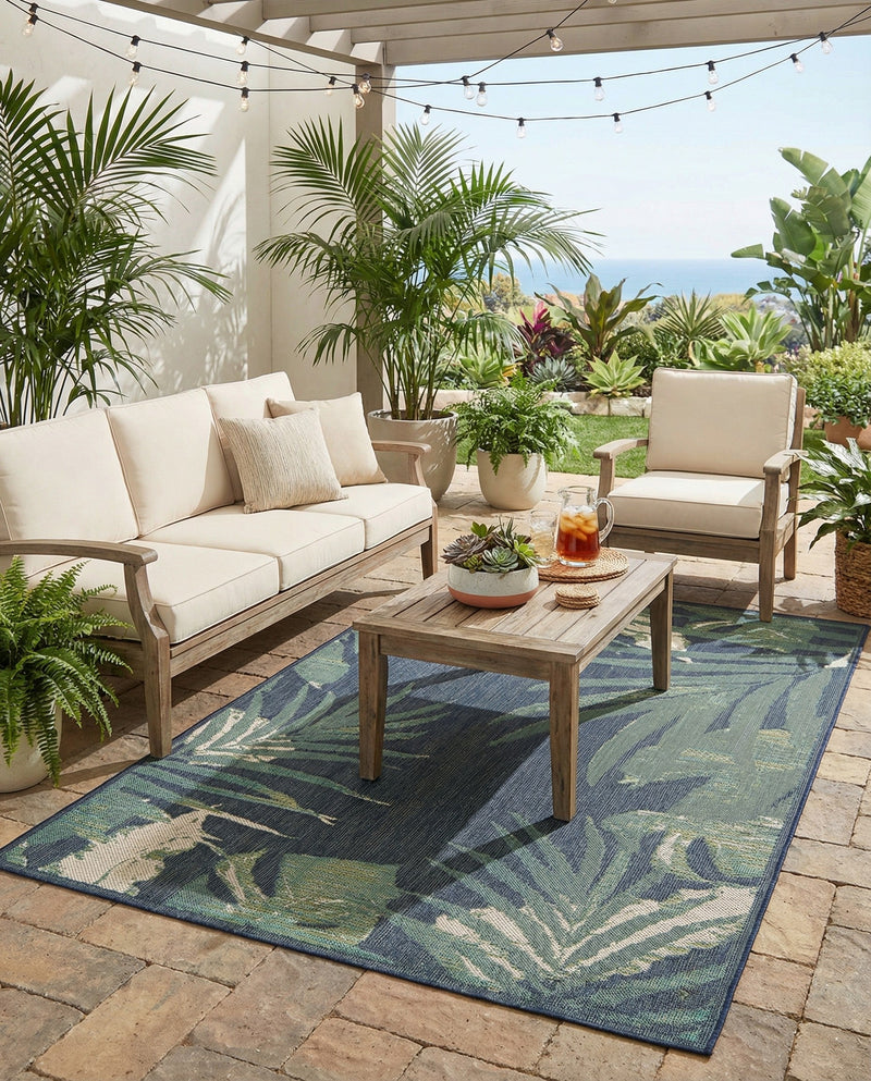 Coastal Terrace Collection Area Rug -  Anchor Rectangle Navy Blue  lifestyle 7