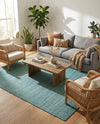Woven Seaside Jute Collection Area Rug - Savannah (Turquoise) Rectangle Turquoise  lifestyle 29