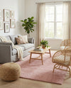 Solid Shag Seaside Collection Area Rug - Azure Cove (Pink) Rectangle Pink  lifestyle 12