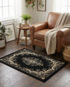Tabriz Tapestry Collection Area Rug - Azerbaijan (Black) Rectangle Black  lifestyle 25