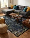 Riviera Elegance Collection Area Rug - Antibes (Navy Blue) Rectangle Navy Blue  lifestyle 31