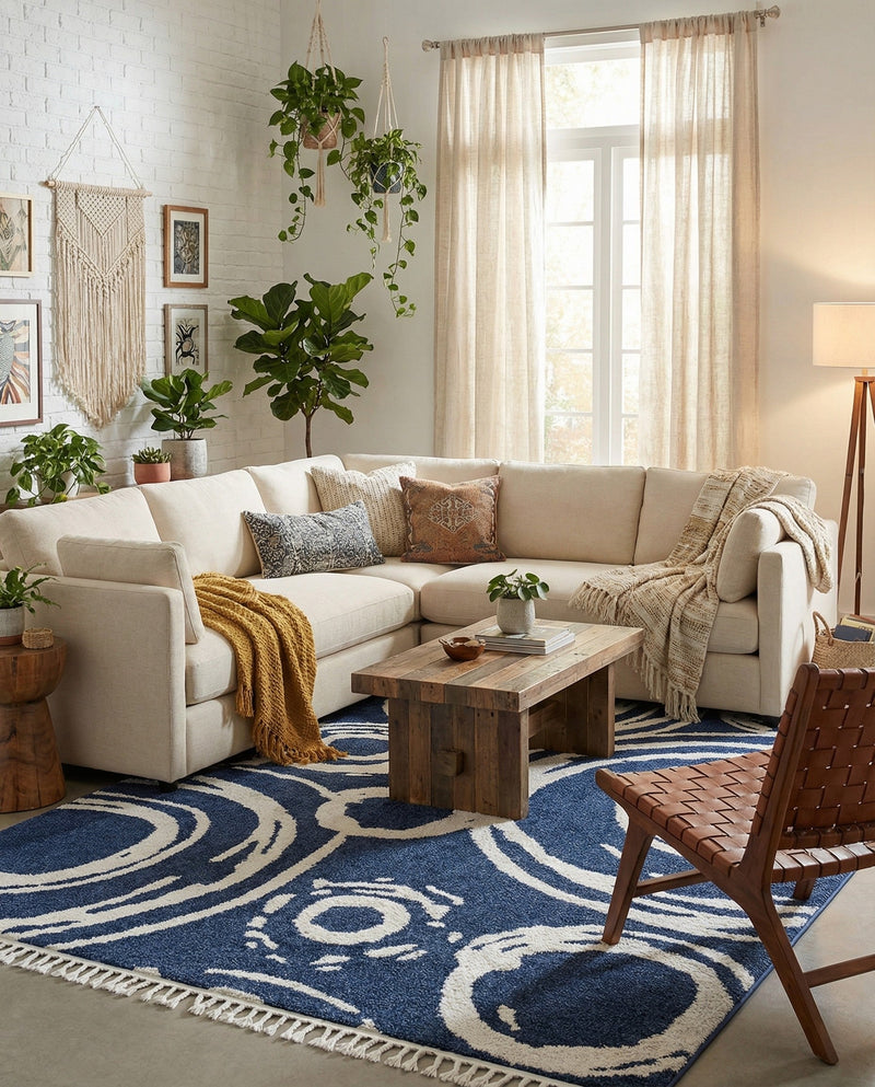 Sahara Chic Collection Area Rug -  Nubia Rectangle Blue  lifestyle 67