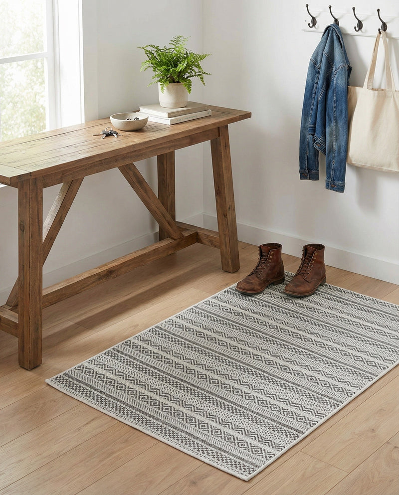Seaside Stripes Collection Area Rug -  Boardwalk (Beige) Rectangle Beige  lifestyle 18