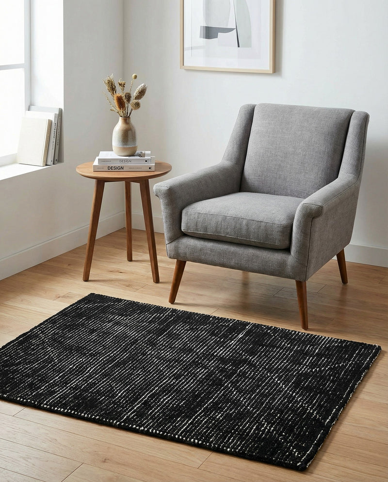 Nordic Loom Geometric Collection Area Rug - Oslo Rectangle Jet Black  lifestyle 79