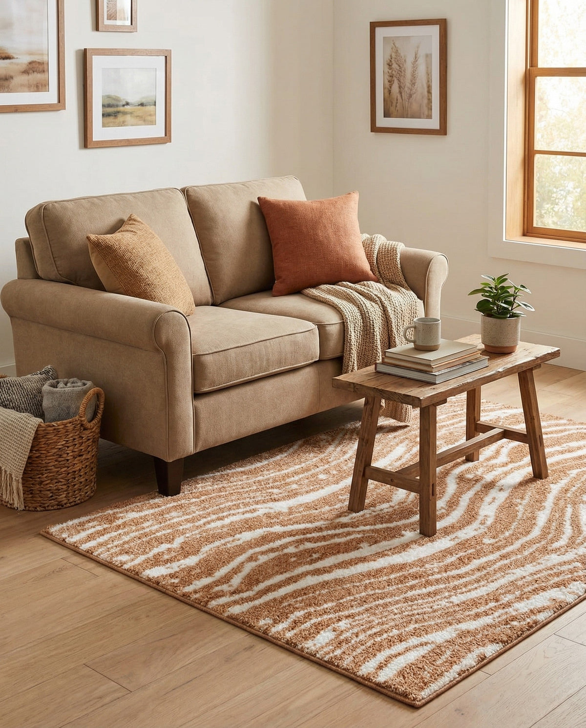 Sienna Collection Area Rug -  Garda Rectangle Caramel and Ivory  lifestyle 59