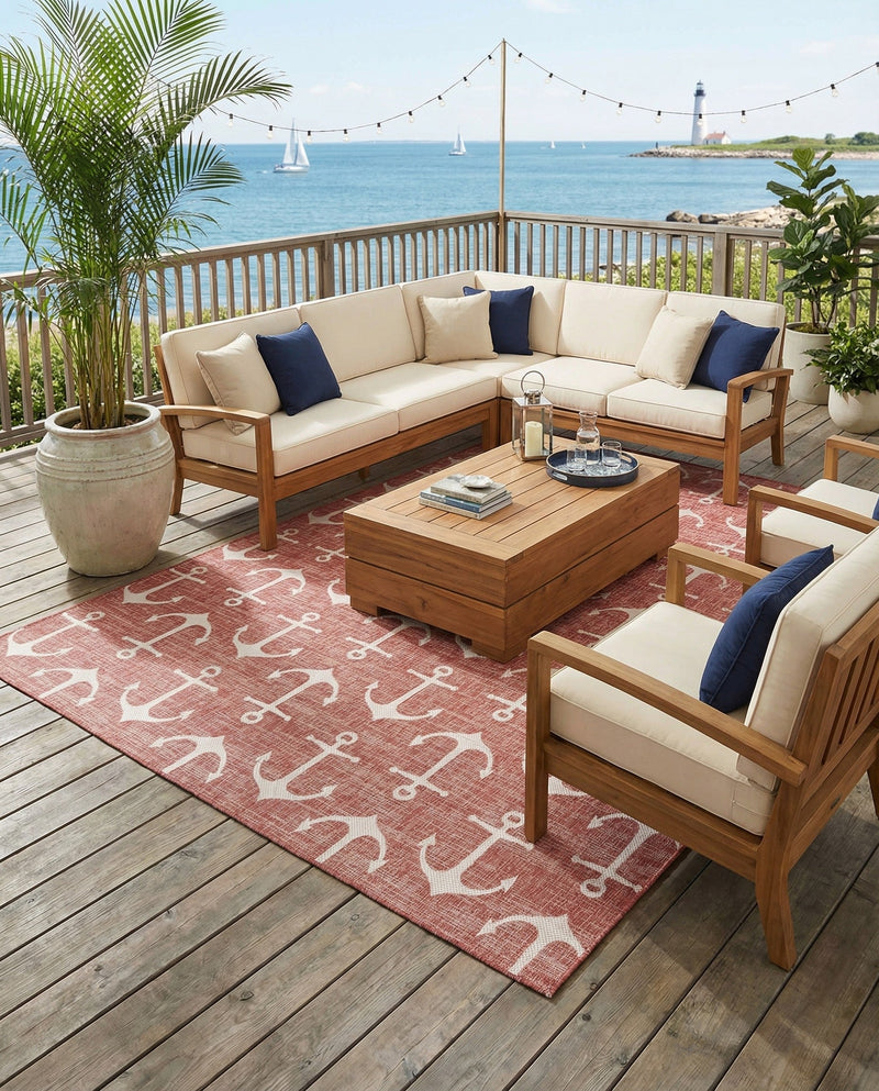 Seaside Haven Rugs Collection Area Rug - Sapphire (Rust Red) Rectangle Rust Red  lifestyle 19