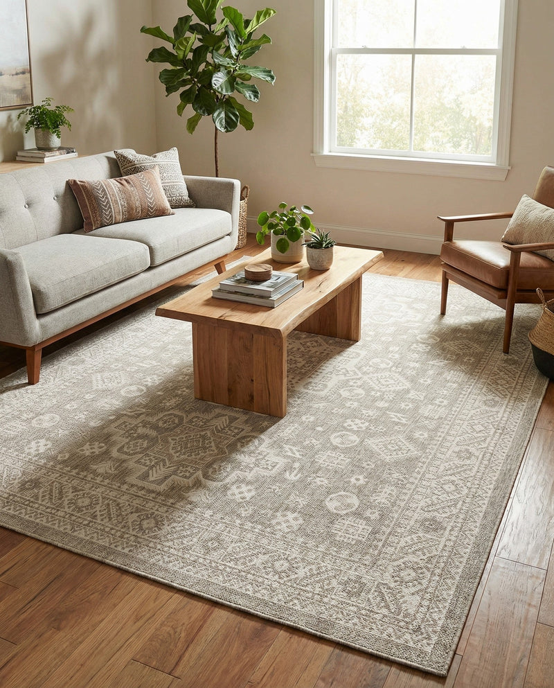 Tribal Terrace Treasures Collection Area Rug -  Incan Isle (Light Gray) Rectangle Light Gray  lifestyle 30