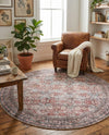 Heritage Elegance Collection Area Rug -  Hampton Round Antique Red  lifestyle 68