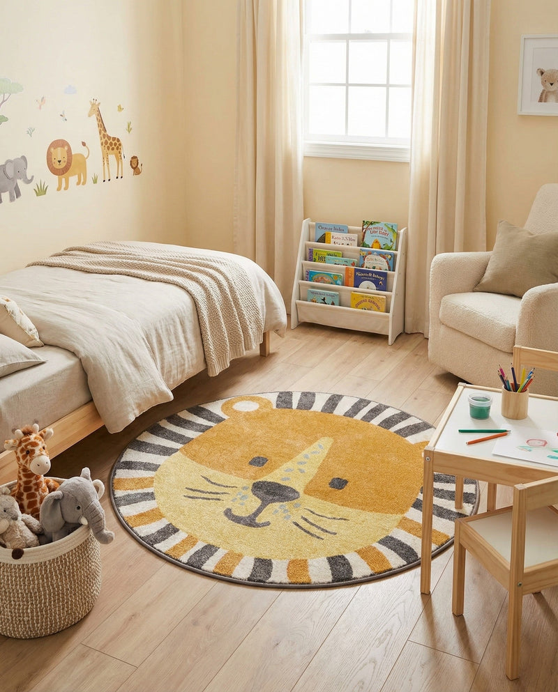 Wonder Tykes Collection Area Rug -  Riddle Round Light Brown  lifestyle 20