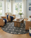 Seaside Haven Rugs Collection Area Rug - Sapphire (Charcoal) Round Charcoal  lifestyle 26
