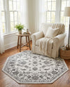 Charleston Elegance Collection Area Rug -  Seaport (white Gray) Octagon white Gray  lifestyle 66