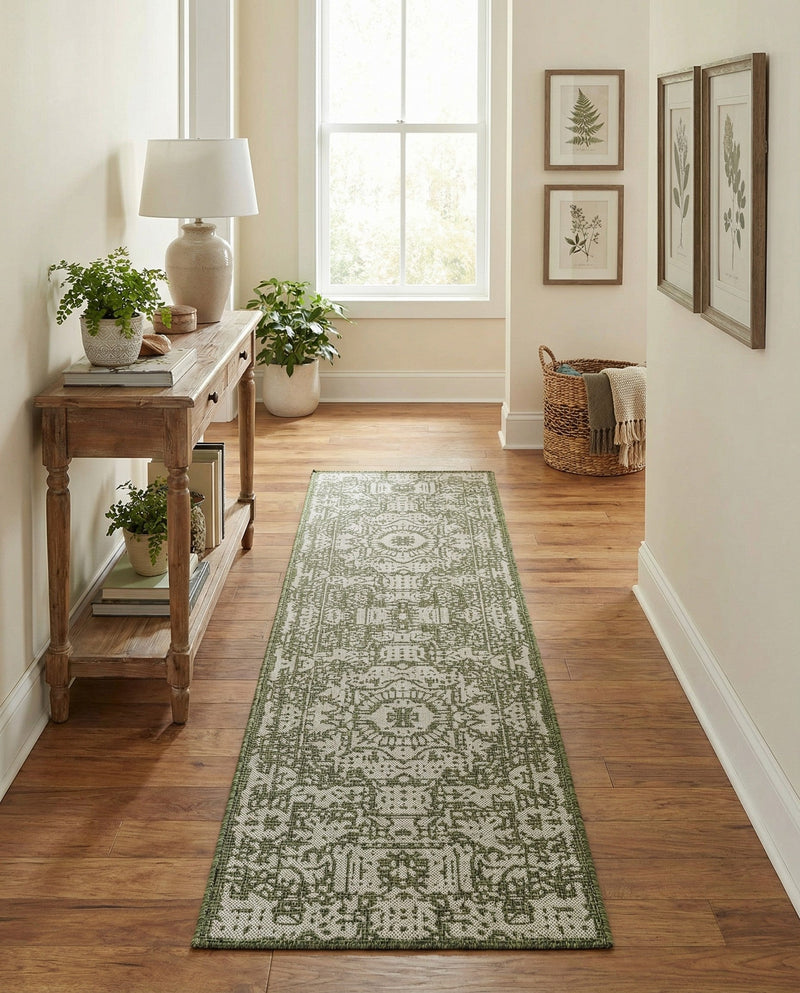 Patio Heritage Collection Area Rug - Savannah (Green) Runner Green  lifestyle 71